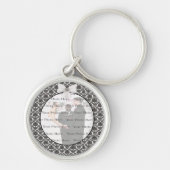 Damask Elegance Wedding Silver Round Key Chain Schlüsselanhänger (Vorne)