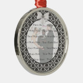 Damask Elegance Wedding Silver Round Ornament Aus Metall (Rechts)