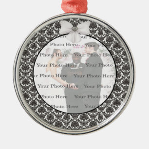 Damask Elegance Wedding Silver Round Ornament Aus Metall