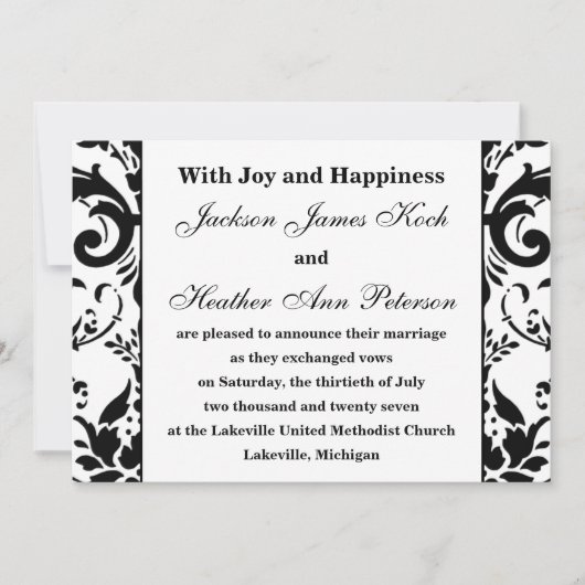 Damask Elegant Formal Wedding Ankündigung (Vorderseite)
