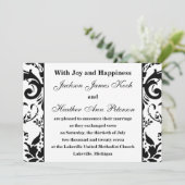 Damask Elegant Formal Wedding Ankündigung (Stehend Vorderseite)