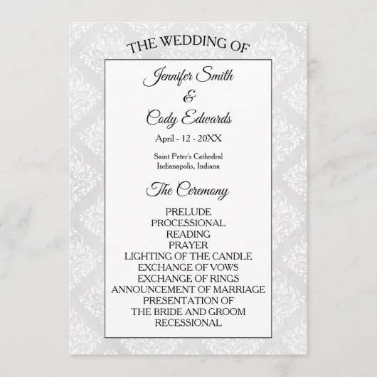 Damask Elegant Formal Wedding Program Programm (Vorderseite)