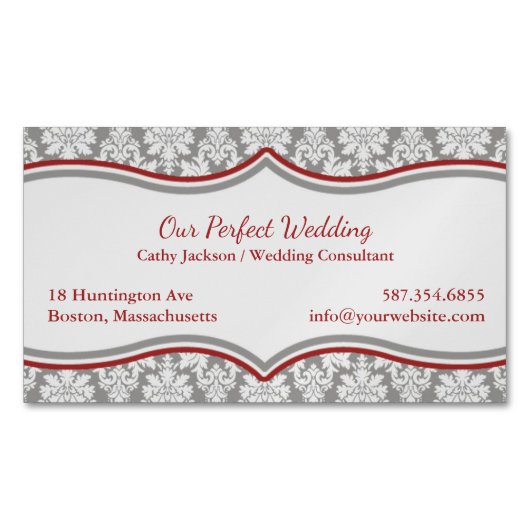 Damask Elegant Magnetische Visitenkarte (Vorderseite)