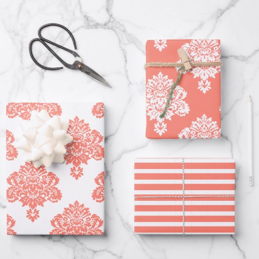 Damask Elegantes Muster Geschenkpapier Set (Vorderseite)