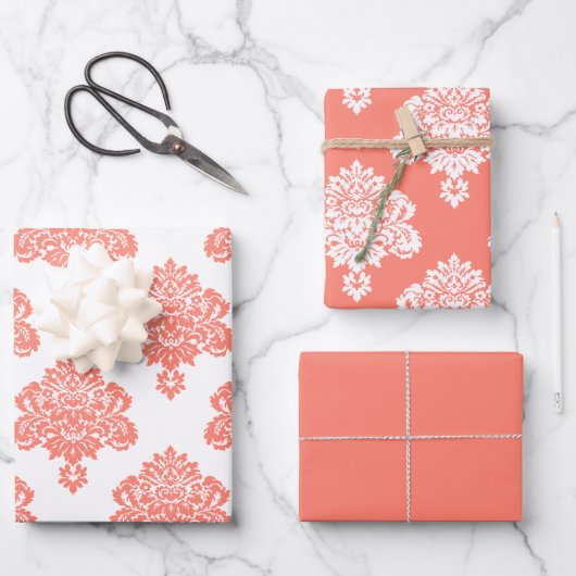 Damask Elegantes Muster Geschenkpapier Set (Vorderseite)
