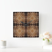 Damask Elemente on old Paper Background Quadratische Wanduhr (Zuhause)