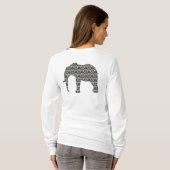 Damask Elephant Pattern Top Dame (Schwarz voll)