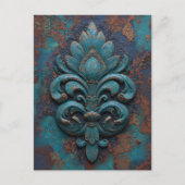 Damask Embossed Fleur-De-Lis Postkarte (Vorderseite)