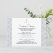 Damask Erste Kommunion Einladung (Stehend Vorderseite)