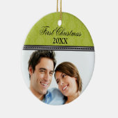 Damask Erste Weihnachtsfeier (Olivenöl) Keramikornament (Rechts)