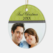 Damask Erste Weihnachtsfeier (Olivenöl) Keramikornament (Links)