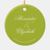 Damask Erste Weihnachtsfeier (Olivenöl) Keramikornament (Hinten)