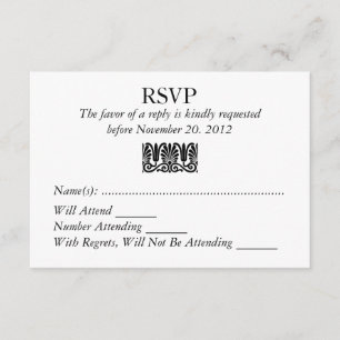 Damask Filigree UAWG Wedding Custom Response RSVP Karte