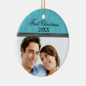 Damask First Christmas Wedding Ornament (Aqua) (Rechts)