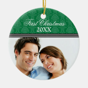 Damask First Christmas Wedding Ornament (Jäger)
