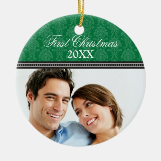 Damask First Christmas Wedding Ornament (Jäger) (Vorne)