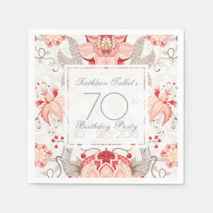 Damask Floral 70. Geburtstagsparty Paper Napkin Serviette