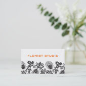 Damask Floral Business Cards Visitenkarte (Stehend Vorderseite)