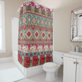 Damask Floral Geometric Colorful Patchwork Duschvorhang (Beispiel)