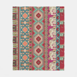 Damask Floral Geometric Colorful Patchwork Fleecedecke