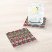 Damask Floral Geometric Colorful Patchwork Glasuntersetzer (Schrägansicht)