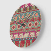 Damask Floral Geometric Colorful Patchwork Große Wanduhr (Winkel)