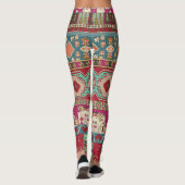Damask Floral Geometric Colorful Patchwork Leggings (Rückseite)