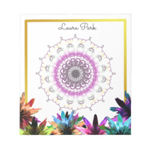 Damask Floral Gold Imitate Personalisiert Niedlich Notizblock