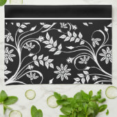Damask Floral Kitchen Handtücher (2) Grau Schwarz- (Gefaltet)