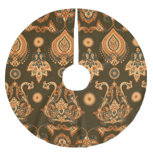 Damask Floral: Nahtloser Vintager Stil Polyester Weihnachtsbaumdecke
