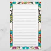 Damask Floral Patterns Plum Turquoise Briefpapier (Vorderseite)