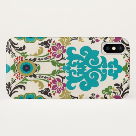 Damask Floral Patterns Plum Turquoise Case-Mate iPhone Hülle (Rückseite (Horizontal))