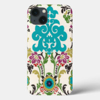 Damask Floral Patterns Plum Turquoise