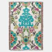 Damask Floral Patterns Plum Turquoise Decke (Vorderseite Vertikal)