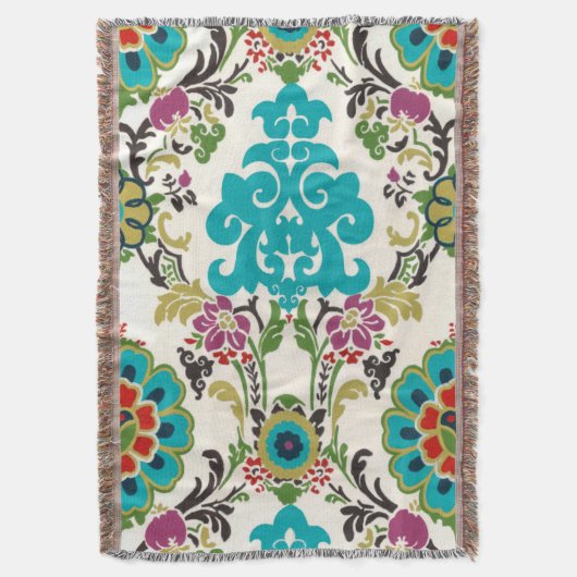 Damask Floral Patterns Plum Turquoise Decke (Vorderseite Vertikal)