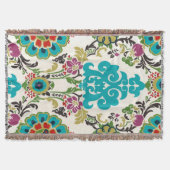Damask Floral Patterns Plum Turquoise Decke (Vorderseite)
