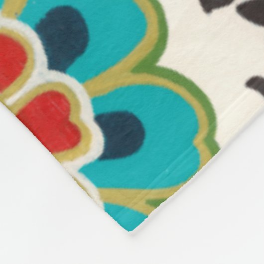 Damask Floral Patterns Plum Turquoise Fleecedecke (Ecke)