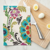 Damask Floral Patterns Plum Turquoise Geschirrtuch (Viertel Falte)