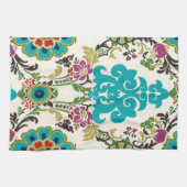 Damask Floral Patterns Plum Turquoise Geschirrtuch (Horizontal)