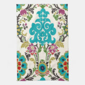 Damask Floral Patterns Plum Turquoise Geschirrtuch (Vertikal)