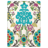 Damask Floral Patterns Plum Turquoise Klemmbrett (Rückseite)