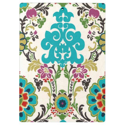 Damask Floral Patterns Plum Turquoise Klemmbrett (Rückseite)