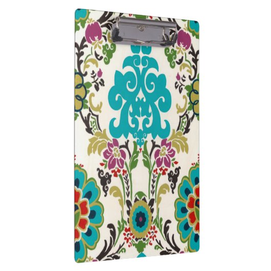 Damask Floral Patterns Plum Turquoise Klemmbrett (Rechts)