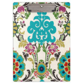 Damask Floral Patterns Plum Turquoise Klemmbrett (Vorderseite)