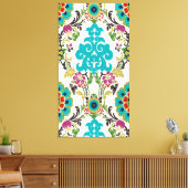 Damask Floral Patterns Plum Turquoise Leinwanddruck (Insitu (Wohnzimmer))