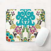 Damask Floral Patterns Plum Turquoise Mousepad (Mit Mouse)