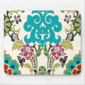 Damask Floral Patterns Plum Turquoise Mousepad (Vorne)