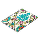 Damask Floral Patterns Plum Turquoise Notizblock (Linke Seite)