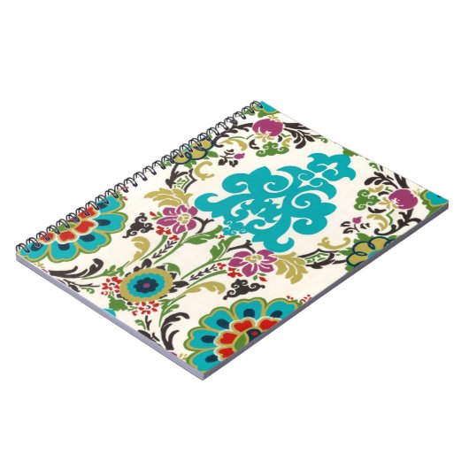 Damask Floral Patterns Plum Turquoise Notizblock (Linke Seite)