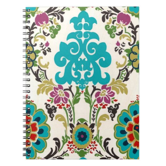 Damask Floral Patterns Plum Turquoise Notizblock (Vorderseite)